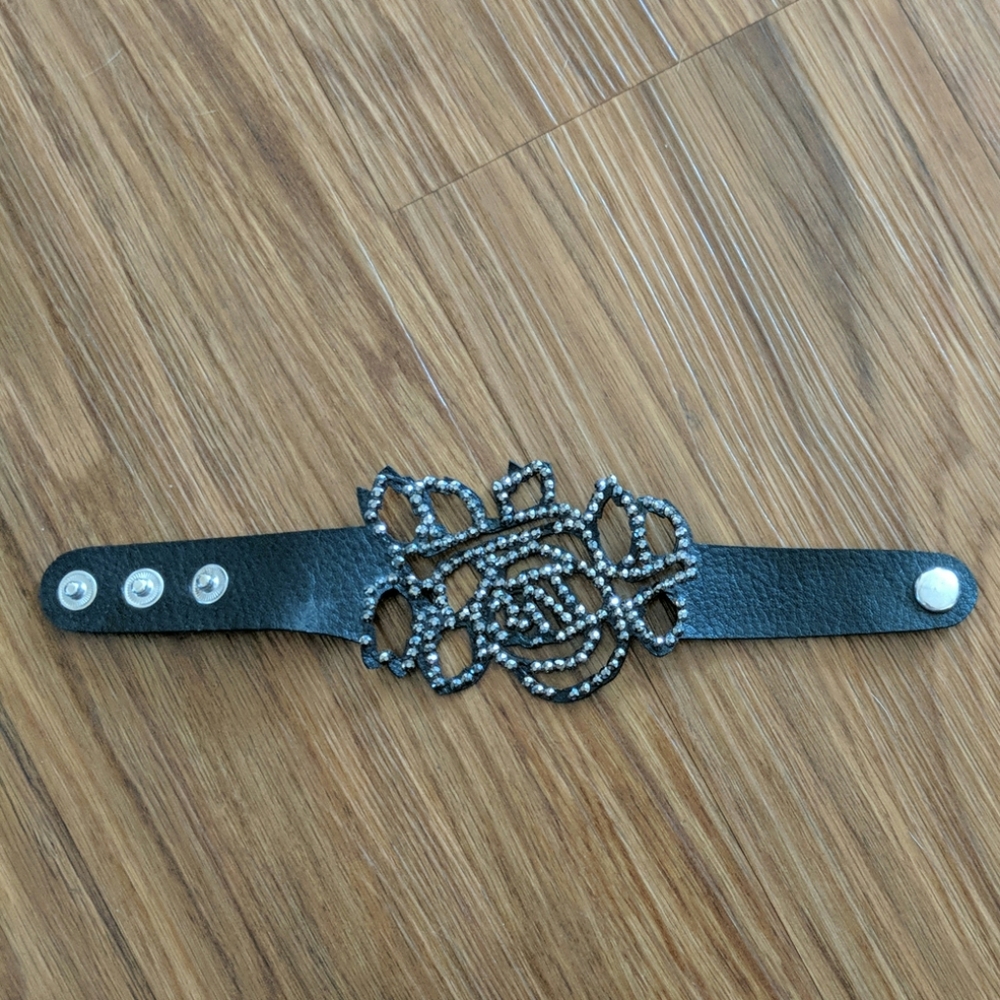 Black leather bracelet
